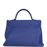 Pre-owned Hermes Kelly Retourne 35 Bleu Electric Togo Palladium Hardware - Thumbnail View 4