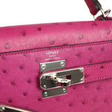 Pre-owned Hermes Kelly Sellier 28 Rose Poupre Ostrich Palladium Hardware - Thumbnail View 7