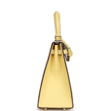 Hermes Special Order (HSS) Kelly Sellier 25 Craie and Jaune Poussin Epsom Gold Hardware