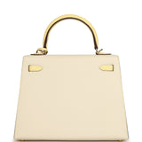 Hermes Special Order (HSS) Kelly Sellier 25 Craie and Jaune Poussin Epsom Gold Hardware