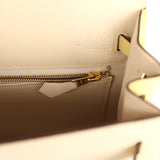 Hermes Special Order (HSS) Kelly Sellier 25 Craie and Jaune Poussin Epsom Gold Hardware