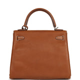 Pre-owned Hermes Kelly Retourne 25 Fauve Barenia Faubourg Palladium Hardware - Thumbnail View 4