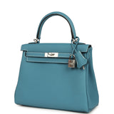 Hermes Kelly Retourne 25 Blue Jean Togo Palladium Hardware