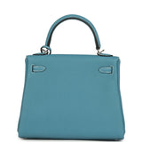Hermes Kelly Retourne 25 Blue Jean Togo Palladium Hardware