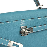 Hermes Kelly Retourne 25 Blue Jean Togo Palladium Hardware