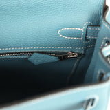 Hermes Kelly Retourne 25 Blue Jean Togo Palladium Hardware