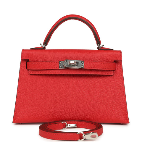 Hermes Kelly Sellier 20 Rouge Radieux Epsom Palladium Hardware