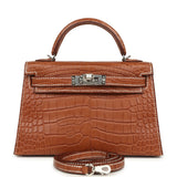 Hermes Special Order (HSS) Kelly Sellier 20 Gold Verso Matte Alligator Palladium Hardware