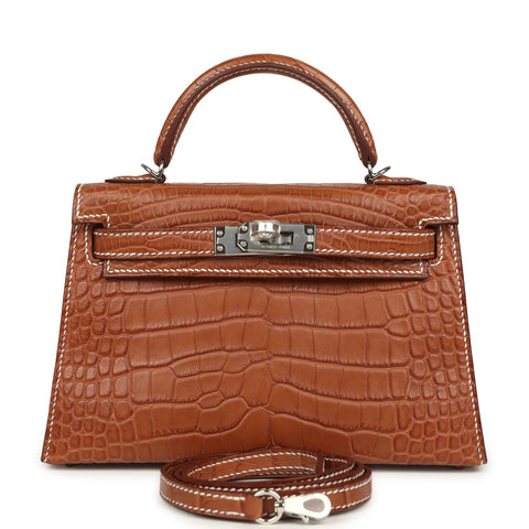 Hermes Special Order (HSS) Kelly Sellier 20 Gold Verso Matte Alligator Palladium Hardware