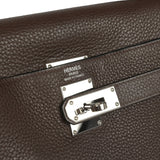 Vintage Hermes Fringe Shoulder Kelly 42 JPG Chocolat Clemence Palladium Hardware - Thumbnail View 7