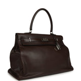 Pre-owned Hermes Kelly Relax 50 Ebene Sikkim Palladium Hardware