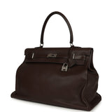 Pre-owned Hermes Kelly Relax 50 Ebene Sikkim Palladium Hardware