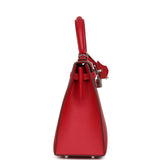 Hermes Kelly Sellier 25 Rouge Piment Verso Madame Palladium Hardware