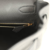 Pre-owned Hermes Kelly Retourne 32 Black Togo Gold Hardware