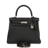 Hermes Special Order (HSS) Kelly Retourne 25 Black Verso Togo Brushed Palladium Hardware - Thumbnail View 1