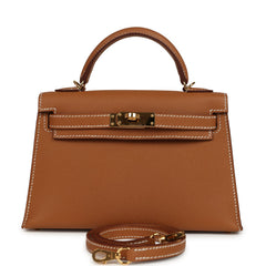 Pre-owned Hermes Kelly Sellier 20 Gold Epsom Gold Hardware