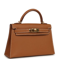 Pre-owned Hermes Kelly Sellier 20 Gold Epsom Gold Hardware