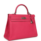 Pre-owned Hermes Candy Kelly Retourne 35 Rose Tyrien Epsom Palladium Hardware - Thumbnail View 2