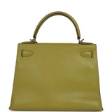 Vintage Hermes Kelly Sellier 28 Vert Chartreuse Chevre Mysore Palladium Hardware