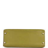 Vintage Hermes Kelly Sellier 28 Vert Chartreuse Chevre Mysore Palladium Hardware