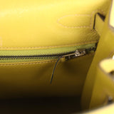 Vintage Hermes Kelly Sellier 28 Vert Chartreuse Chevre Mysore Palladium Hardware