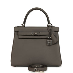 Hermes Kelly Retourne 25 Etain Togo Palladium Hardware