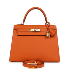 Hermes Kelly Sellier 28 Orange Epsom Gold Hardware
