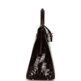 Pre-owned Hermes Kelly Sellier 32 Bordeaux Shiny Niloticus Crocodile Gold Hardware - Thumbnail View 3