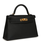 Hermes Kelly Sellier 20 Black Epsom Gold Hardware