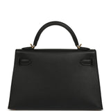Hermes Kelly Sellier 20 Black Epsom Gold Hardware