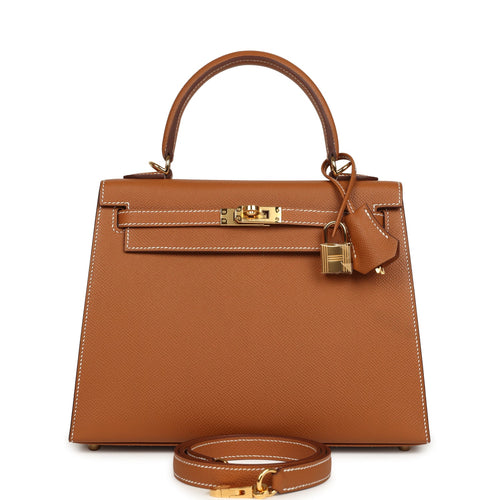 Hermes Kelly Sellier 25 Gold Epsom Gold Hardware