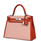 Pre-owned Hermes Quadrille Kelly Sellier 28 Brique Toile and Terre Battue Swift Palladium Hardware - Thumbnail View 5