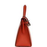 Pre-owned Hermes Quadrille Kelly Sellier 28 Brique Toile and Terre Battue Swift Palladium Hardware - Thumbnail View 3