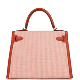 Pre-owned Hermes Quadrille Kelly Sellier 28 Brique Toile and Terre Battue Swift Palladium Hardware - Thumbnail View 4