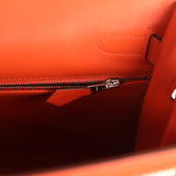 Pre-owned Hermes Quadrille Kelly Sellier 28 Brique Toile and Terre Battue Swift Palladium Hardware - Thumbnail View 8
