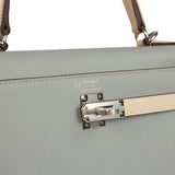 Hermes Special Order (HSS) Kelly Sellier 25 Bleu Glacier and Craie Epsom Palladium Hardware