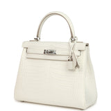 Hermes Kelly Retourne 25 Creme Chantilly Matte Crocodile Palladium Hardware - Thumbnail View 5