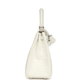 Hermes Kelly Retourne 25 Creme Chantilly Matte Crocodile Palladium Hardware - Thumbnail View 3