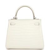 Hermes Kelly Retourne 25 Creme Chantilly Matte Crocodile Palladium Hardware - Thumbnail View 4