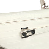 Hermes Kelly Retourne 25 Creme Chantilly Matte Crocodile Palladium Hardware - Thumbnail View 7