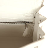 Hermes Kelly Retourne 25 Creme Chantilly Matte Crocodile Palladium Hardware - Thumbnail View 9