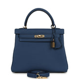 Hermes Kelly Retourne 25 Bleu Tie Togo Permabrass Hardware - Thumbnail View 1