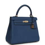 Hermes Kelly Retourne 25 Bleu Tie Togo Permabrass Hardware - Thumbnail View 2