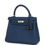 Hermes Kelly Retourne 25 Bleu Tie Togo Permabrass Hardware - Thumbnail View 5