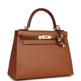 Hermes Kelly Sellier 28 Gold Madame and Miel Shiny Niloticus Crocodile Touch Gold Hardware