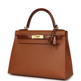 Hermes Kelly Sellier 28 Gold Madame and Miel Shiny Niloticus Crocodile Touch Gold Hardware