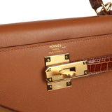 Hermes Kelly Sellier 28 Gold Madame and Miel Shiny Niloticus Crocodile Touch Gold Hardware