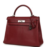 Vintage Hermes Kelly Retourne 32 Rouge H Chevre Mysore Palladium Hardware - Thumbnail View 5