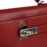 Vintage Hermes Kelly Retourne 32 Rouge H Chevre Mysore Palladium Hardware - Thumbnail View 7
