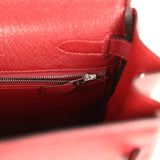 Vintage Hermes Kelly Retourne 32 Rouge H Chevre Mysore Palladium Hardware - Thumbnail View 9